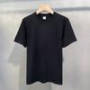 Camiseta masculina de manga curta 280g, algodão pesado Xinjiang, cor sólida, sem costura, gola redonda, manga curta, camisa masculina