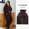 Conjunto de Pijama Kexika Masculino com Gola Alta e Capuz Quente Fofo para Casa Outono Inverno Espessado Quente Solto Casual