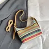 Bolso de Hombro Nuevo de Moda Bloques de Color Arcoíris Bolso Tejido de Verano Bolso Pequeño Cruzado para Mujer 2026 Bolso Cruzado de Moda
