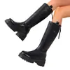 Botas Nuevas de Gran Tamaño Otoño e Invierno 2025 Botas Altas Botas de Suela Gruesa Botas de Tacón Grueso Botas de Caballero con Forro de Terciopelo Exportación