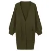 Europeo y Americano Transfronterizo 2026 Otoño e Invierno Nuevo Estilo Abrigo de Punto con Mangas de Farol Retorcidas Suéter Cardigan de Punto de Color Sólido de Longitud Media para Mujer