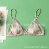 Ropa Interior Francesa de Copa Triangular de Seda para Mujer Seda de Morera Sexy Básica Ultradelgada Almohadilla de Pecho Desmontable Verano