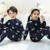 Roupa Íntima Térmica para Meninos com Forro de Fleece, Roupas e Calças Espessas de Outono para Meninas, Camada Base de Inverno para Crianças Maiores, Conjunto de Pijama Infantil