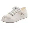 Tênis de Lona Versátil Color-Blocking com Alto Apelo Estético, Sapatos Femininos de Solado Único Estilo College com Design Coreano, Sapatos Casuais Tendência