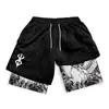 Comércio Exterior Transfronteiriço Aliexpress Shorts Estampados Europeus e Americanos 2026 Camada Dupla Adulto Fitness Esporte Casual Calças Atacado em Estoque