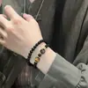 Pulsera Doble Círculo Ojo de Tigre Natural Diseño de Nicho Femenino Pulsera de Ábaco Apilado de Obsidiana Estilo Chino Nuevo Pulsera Vintage
