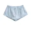 Pantalones Cortos Rectos de Cuadros con Lazo y Volantes Botonados Estilo Chica Caliente, Nueva Moda de Verano Versátiles Ajustados Casuales Pantalones Cortos Calientes