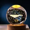 Bola de cristal creativa de cielo estrellado con tallado interior, adorno de luz nocturna luminosa, regalo de cumpleaños, manualidad de decoración de escritorio