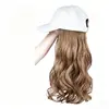 Peluca explosión temu transfronteriza sombrero de mujer peluca sombrero blanco y negro cabello largo rizado onda grande gorra de béisbol set de cabello