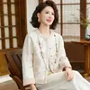 Roupas para mulheres de meia-idade e idosas, novo casaco curto elegante outonal estilo chinês para mães, blusa de moda nobre estilo chinês para primavera e outono