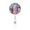 Crachá de identificação do fabricante com tema floral e clipe retrátil, revestimento plástico de fácil fixação, adequado para crachás temáticos florais e de animais para uso transfronteiriço