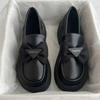 Sapatos de couro estilo britânico 2023 primavera e outono feminino japonês jk slip-on bow loafers nova plataforma aumento da altura