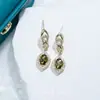Estilo Tribunal Francês Superior Argola de Prata Esterlina S925 Zircônia Verde Oliva Brincos Luxo Leve Design de Nicho Brincos Roxos