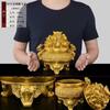 Cuenco del Tesoro de Cobre con Adorno de Sapo Dorado de Tres Patas para Sala de Estar Decoración del Hogar, Transferencia de Riqueza y Alcancía para Ahorrar Dinero