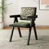 Silla Nórdica de Ratán para Balcón, Silla de Comedor de Madera Maciza con Respaldo para Uso Doméstico, Silla de Ratán Simple para Ocio, Silla para Estudio de Casa de Huéspedes, Silla de Ratán