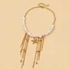 Collar con Cadena de Cuentas y Borla de Estrella de Mar Transfronterizo Europeo y Americano Estilo Vacacional Cadena para Clavícula Collar de Moda Bohemio