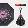 Paraguas Invertido Automático de Doble Capa con Mango Largo para Hombres y Mujeres, Protección Solar, Lluvia o Sol, Parasol Grande de Doble Capa Resistente al Viento para Montar en el Coche