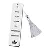 Novo Aço Inoxidável Frosted Bookmark Presente Deixa Pingente Dia do Professor Presente Laser Gravação Padrão
