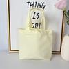 Bolso de Mano de Lona de Color Sólido para Mujer, Simple y Portátil para el Trabajo, Bolsa para Lonchera, Bolsa de Almacenamiento de Gran Capacidad