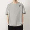 Camiseta de manga corta con cuello redondo para hombre, nueva de verano, color liso, estampada, de alta calidad, casual, holgada, moderna, camiseta top versátil