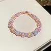 Pulseira de Fecho Colorido em Cubo de Açúcar com Zircônia Inlaid de Verão, Pulseira Doce de Nicho Estilo Ins, Joia de Luxo Leve de Alta Qualidade para Mulheres