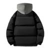 Chaqueta con capucha de dos piezas falsa de alta calidad para hombre, nueva chaqueta de invierno 2024, holgada y cálida, acolchada de algodón, chaqueta acolchada de algodón para pareja