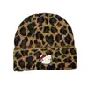 Bonito Gorro de Punto con Estampado de Leopardo de Gatito para Mujer, Otoño e Invierno, Adelgazante de Rostro, Circunferencia de Cabeza Grande, Gorro Cálido