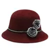 Otoño e Invierno Nuevo Sombrero de Cubeta de Flores para Mujer Sombrero de Abuela para Exterior Cálido para Compras Sombrero para el Sol Casual Moda Sombrero de Lana