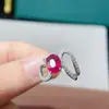 Anel de prata esterlina com rubi vermelho sangue, simples, rubi, abertura Joker, atmosfera fashion, anel feminino, pedra principal 7*9mm