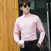 Camisa de Manga Larga de Color Sólido para Hombre Otoño e Invierno 2018 Camisa de Corte Ajustado para Hombre Sin Planchar Camisa de Vestir Casual para Negocios Ropa de Negocio