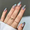 Estilo Europeo y Americano Cortos Chapados en Oro 3D Florales de Lujo Forma de Almendra Manicura Francesa Uñas Postizas Puntas de Uñas Portátiles