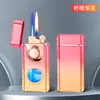 Isqueiro inflável criativo com troca de fogo duplo, ins, alto valor de cor com luz visual, compartimento de ar, moda, gradiente, chama dupla, presente