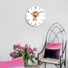 Reloj de Pared Silencioso Creativo Decoración de Pared con Patrón de Animales de Dibujos Animados Celebrante en Línea para Habitación Infantil Oso Mengmeng