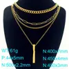 Collares de Cadena Multicapa de Moda Transfronterizos, Barras Metálicas Retorcidas de Gama Alta, Barras Pequeñas Doradas, Collares de Acero Inoxidable para Hombres y Mujeres