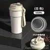 Nueva Taza Termo de Acero Inoxidable con Cuerda para Llevar, Una Tapa, Taza Doble para Beber Café, Bonita Taza de Agua Portátil Compacta para Mujer, Personalizada