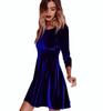 Vestido Slim de Outono Europeu e Americano Transfronteiriço AliExpress Vestido Longo de Veludo Dourado Saia Lisa de Cintura Alta