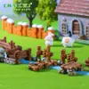 Tablero de madera creativo de paisaje en miniatura, valla de piedra y puente corto - Accesorios decorativos DIY para paisajismo de jardinería, pequeños adornos para terrarios