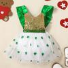 Tienda de Ropa para Niñas de Comercio Exterior Europeo y Americano Transfronteriza Ins. Falda Tutú de Malla con Tirantes de Trébol de Cuatro Hojas para el Día de San Patricio para Niños Pequeños