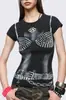 Camiseta informal de manga corta cómoda ajustada 2026 verano mujer estilo punk oscuro estampada cuello redondo sin cierre