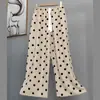 Calça de Pijama de Algodão e Seda Estilo Coreano para Mulheres, Verão 2025, Calça Reta Solta Casual de Alta Qualidade que Pode Ser Usada Fora de Casa como Calça de Casa