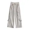 Pantalones de trabajo blancos de cintura alta elegantes para mujer, nuevo modelo otoño 2026, pantalones casuales rectos de pierna ancha de cintura alta estilo retro americano
