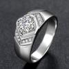Anel Masculino Quadrado Cravejado de Diamantes com Charme de Flecha Moda Nobre Forte e Poderoso 2 Quilates Negócios Noivado Anel de Diamante
