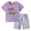 Camiseta para Niños 2026 Verano Nuevo Comercio Exterior Ropa para Niños Ins Estilo Coreano Algodón Manga Corta y Pantalones Cortos para Niños Conjunto de Dos Piezas