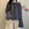 Exportação de Marca ~ Camisa de Manga Longa Listrada com Etiqueta Cortada, Camisa Super Bonita de Outono, Top Modelador que Cobre a Barriga para Mulheres
