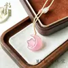 Colgante de collar de Calcedonia de Ágata Rosa Natural, Nuevo Estilo Chino Hebilla de Paz Rosa, Candado de Nube Propicia, Calabaza, Guanyin, Colgante de Buda