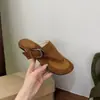 Chanclas de estilo coreano con hebilla para mujer, Sandalias planas antideslizantes de verano 2026, Chanclas de dedo estilo retro francés