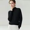 ¡Suave y delicado con la piel! Suéter 100% cachemira pura para mujer, con cuello semialto, un diseño de punto sencillo, un corte holgado y un estilo versátil como capa base.