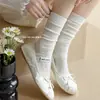 Calcetines finos de primavera/verano para mujer, calcetines de malla hueca versátiles hasta la pantorrilla, calcetines para mujer estilo Miu de tubo medio estilo ballet
