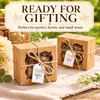 Caja de Regalo Cuadrada de Papel Kraft con Ventana, Etiqueta de Agradecimiento con Cuerda de Yute, Caja de Papel para Empaque de Galletas, Al por Mayor en Stock
