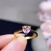 Anillo de Amatista Natural para Mujer, Tamaño de Piedra Suelta: Anillo de Plata de Ley S925 de Alta Gama de 6 mm con Incrustación de Platino